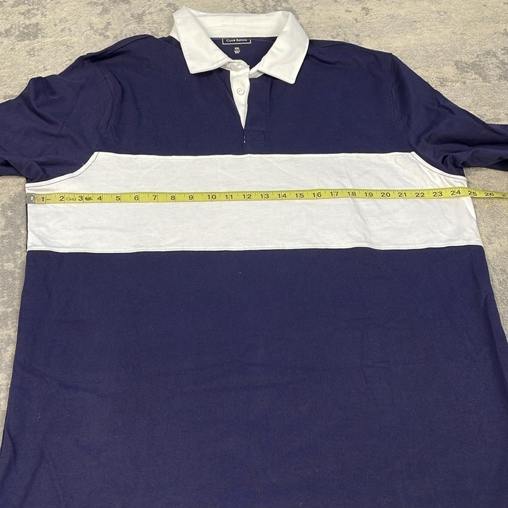 NWT Club Room Colorblock Rugby Polo Shirt Long Sleeve Navy Blue White Sz XXL - Picture 5 of 10